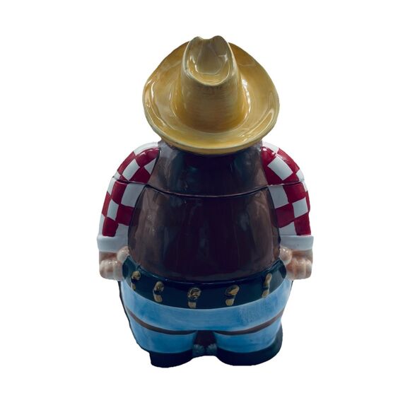 Christmas Musical Cookie Jar Cowboy Santa Claus Plays Jingle Bells Holiday Decor - Picture 4 of 13